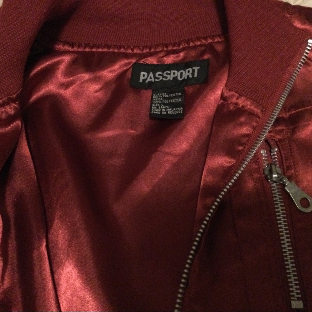 Passport Women's Shiny Red Bomber Jacket - Picture 6 of 6